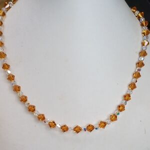 Elegant Orange AB Crystal Beaded Necklace Wrap Bracelet